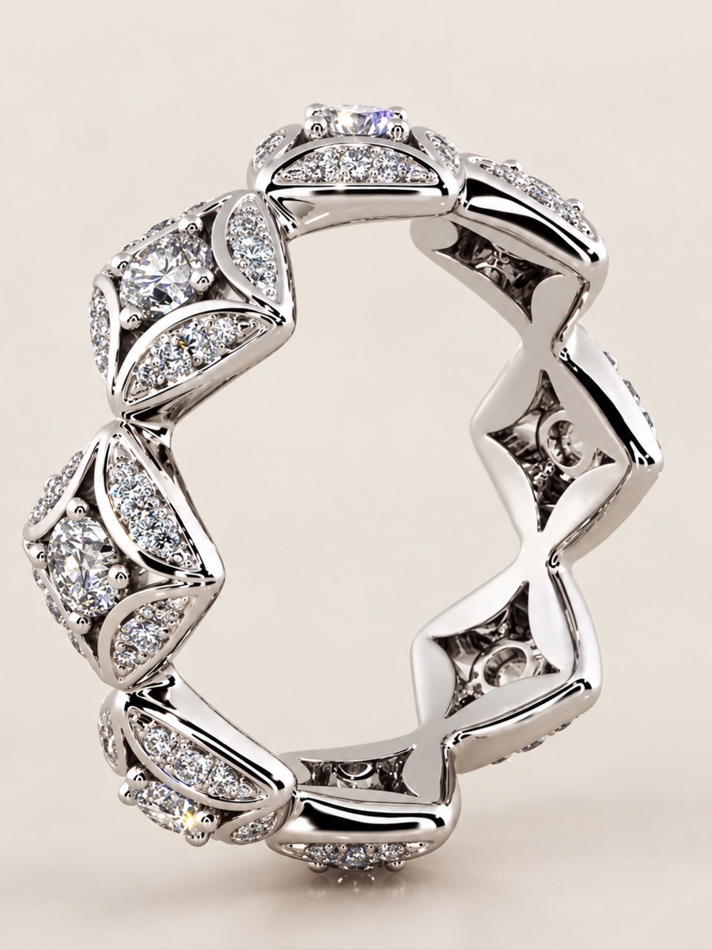 Italian Luxury Jewelry Silver Tone Zirconia Crystal Ring Size 7